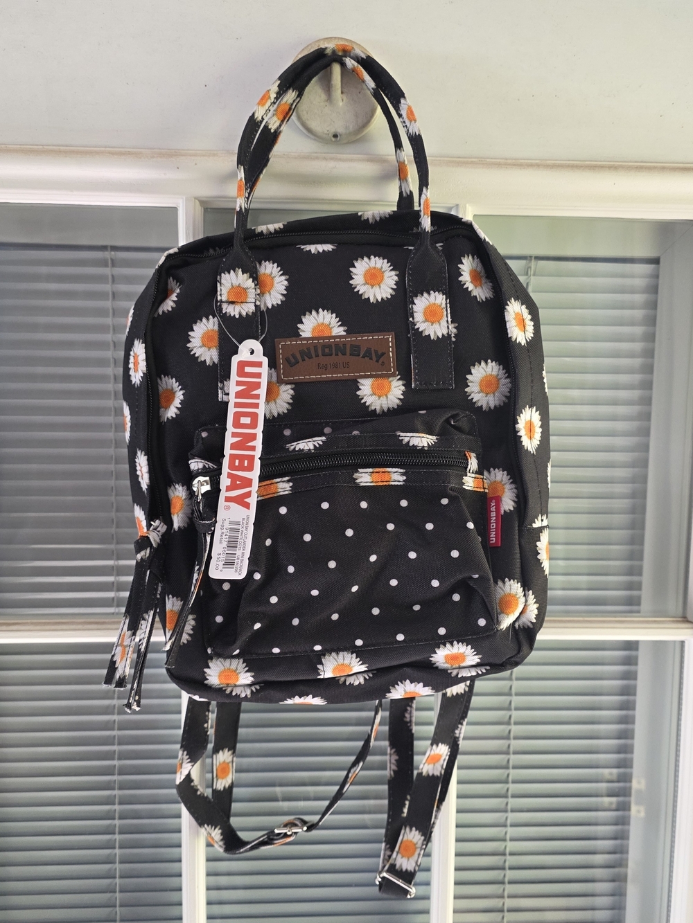 Unionbay Black Daisy Print Mini Backpack